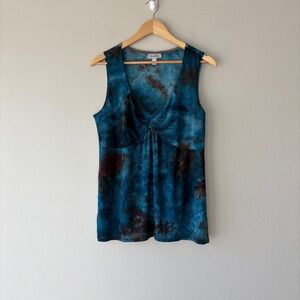 dressbarn y2k tie dye v-neckline sleeveless blouse